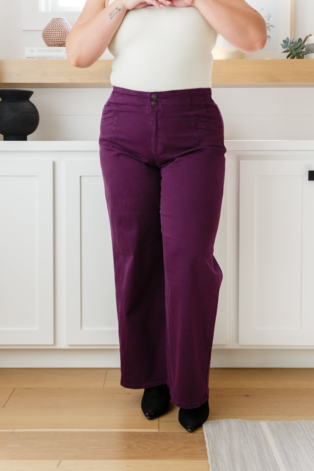 Petunia High Rise Wide Leg Jeans • Plum