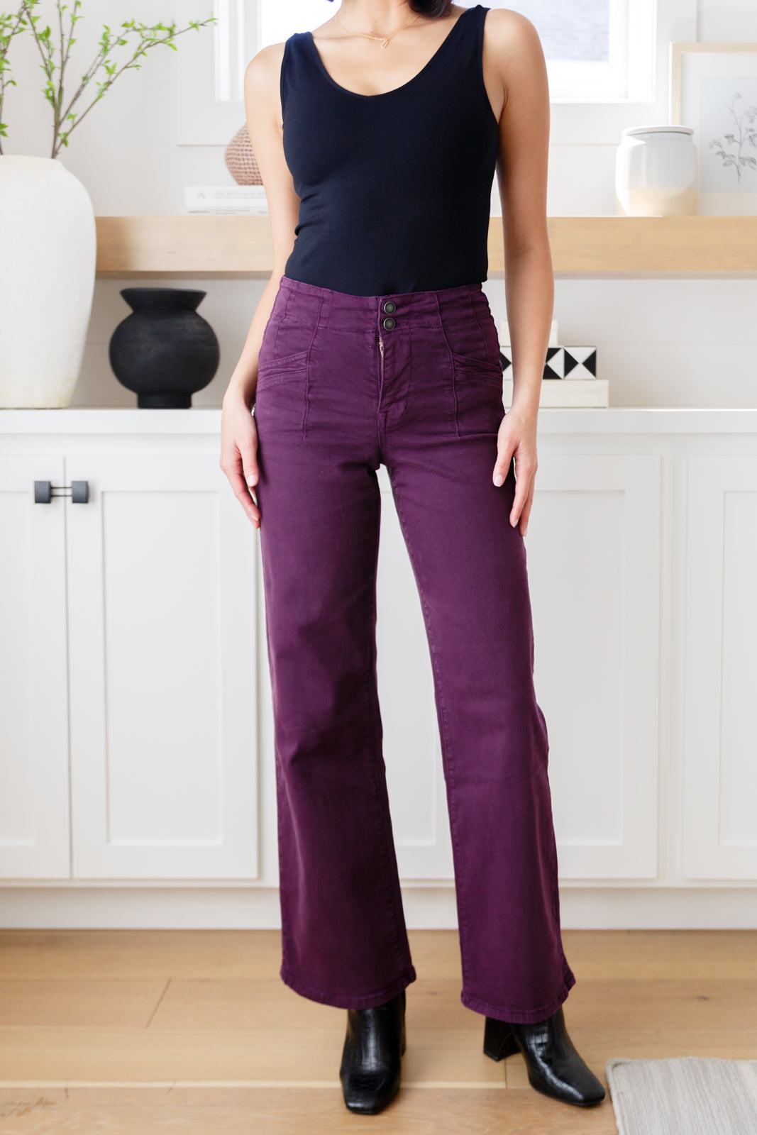 Petunia High Rise Wide Leg Jeans • Plum