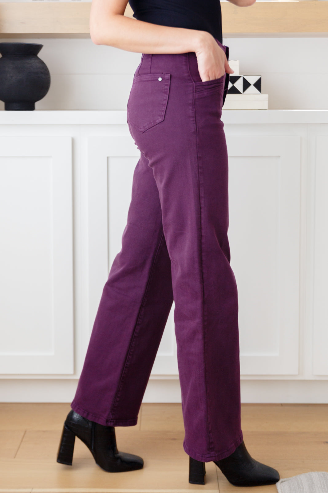 Petunia High Rise Wide Leg Jeans • Plum