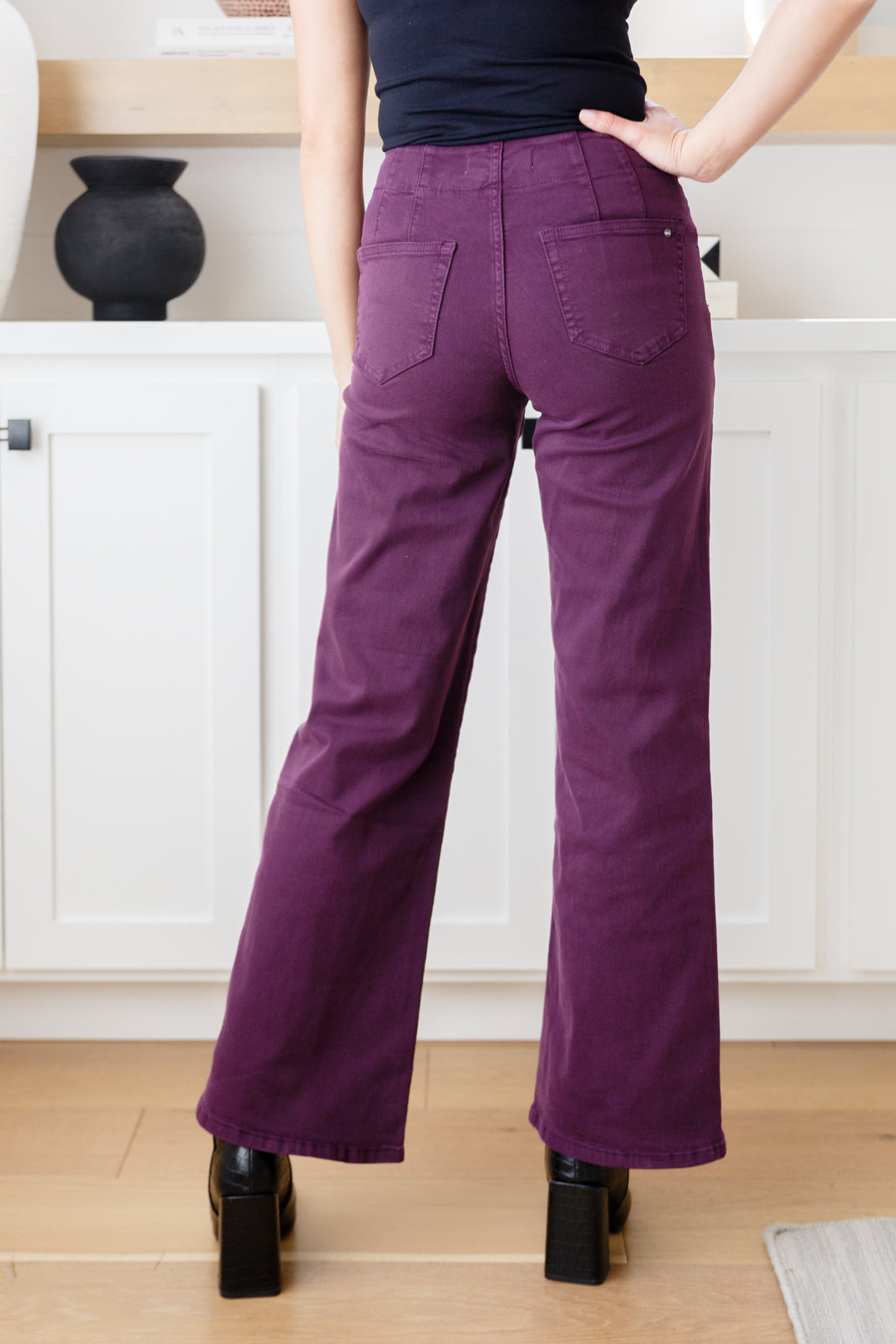 Petunia High Rise Wide Leg Jeans • Plum