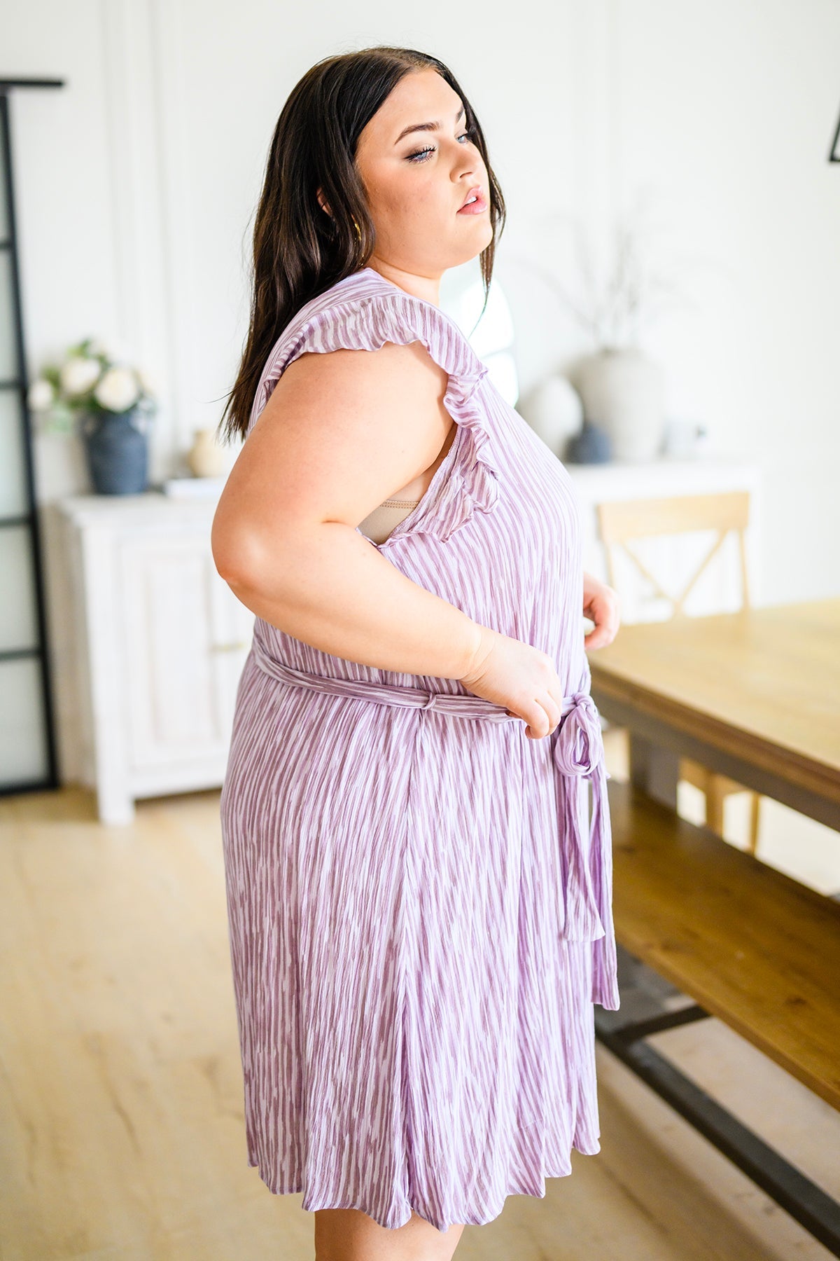 Sandra Striped Flutter Sleeve Dress - Atomic Wildflower