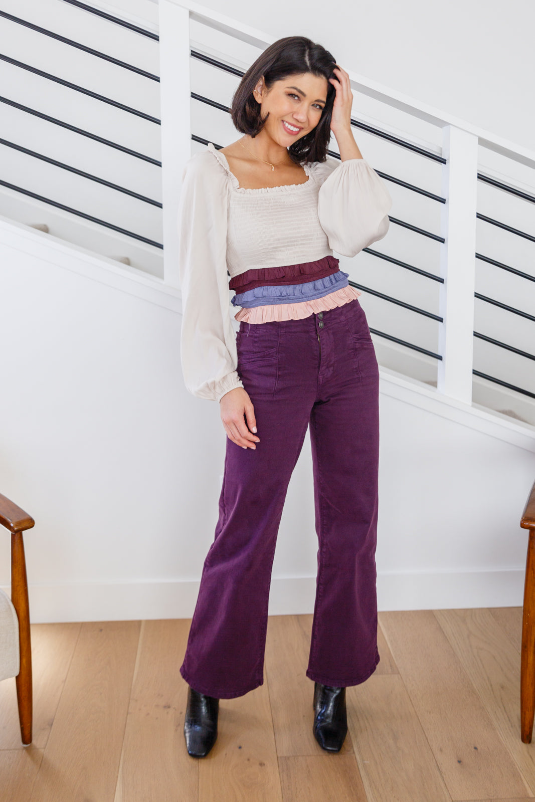 Petunia High Rise Wide Leg Jeans • Plum