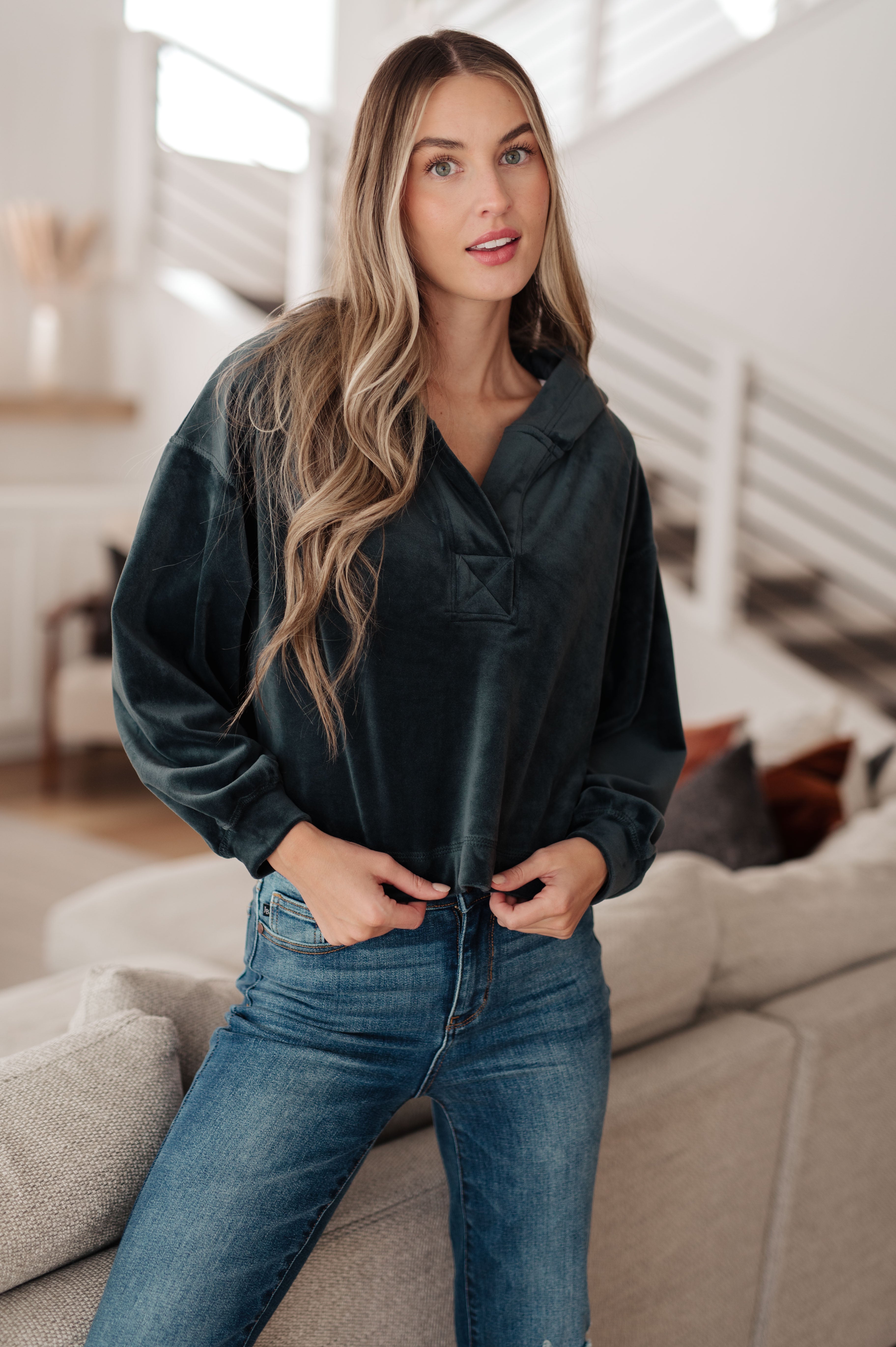 Velvet Icon Hoodie • Grey Blue