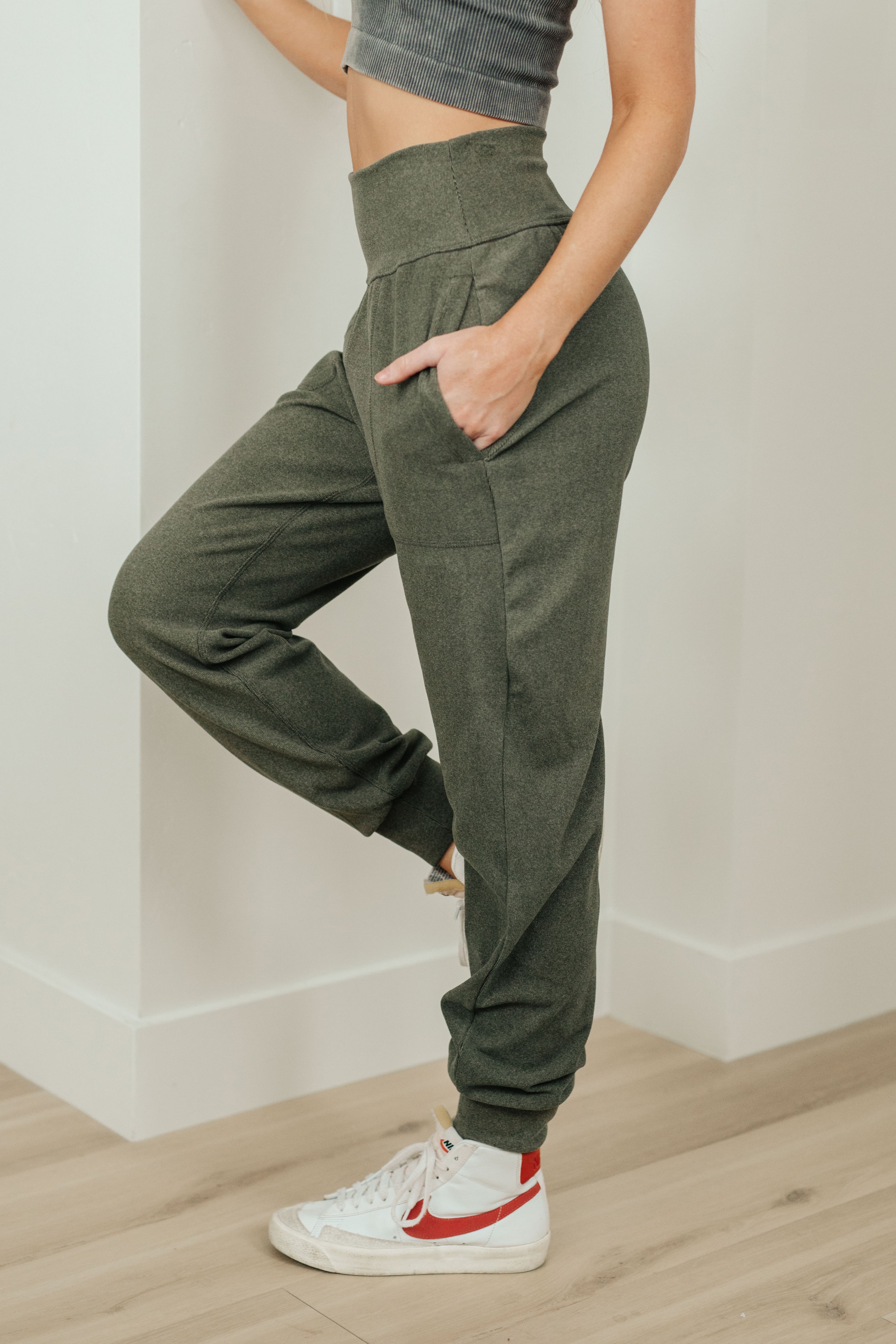 Where Are You High Rise Joggers • Olive