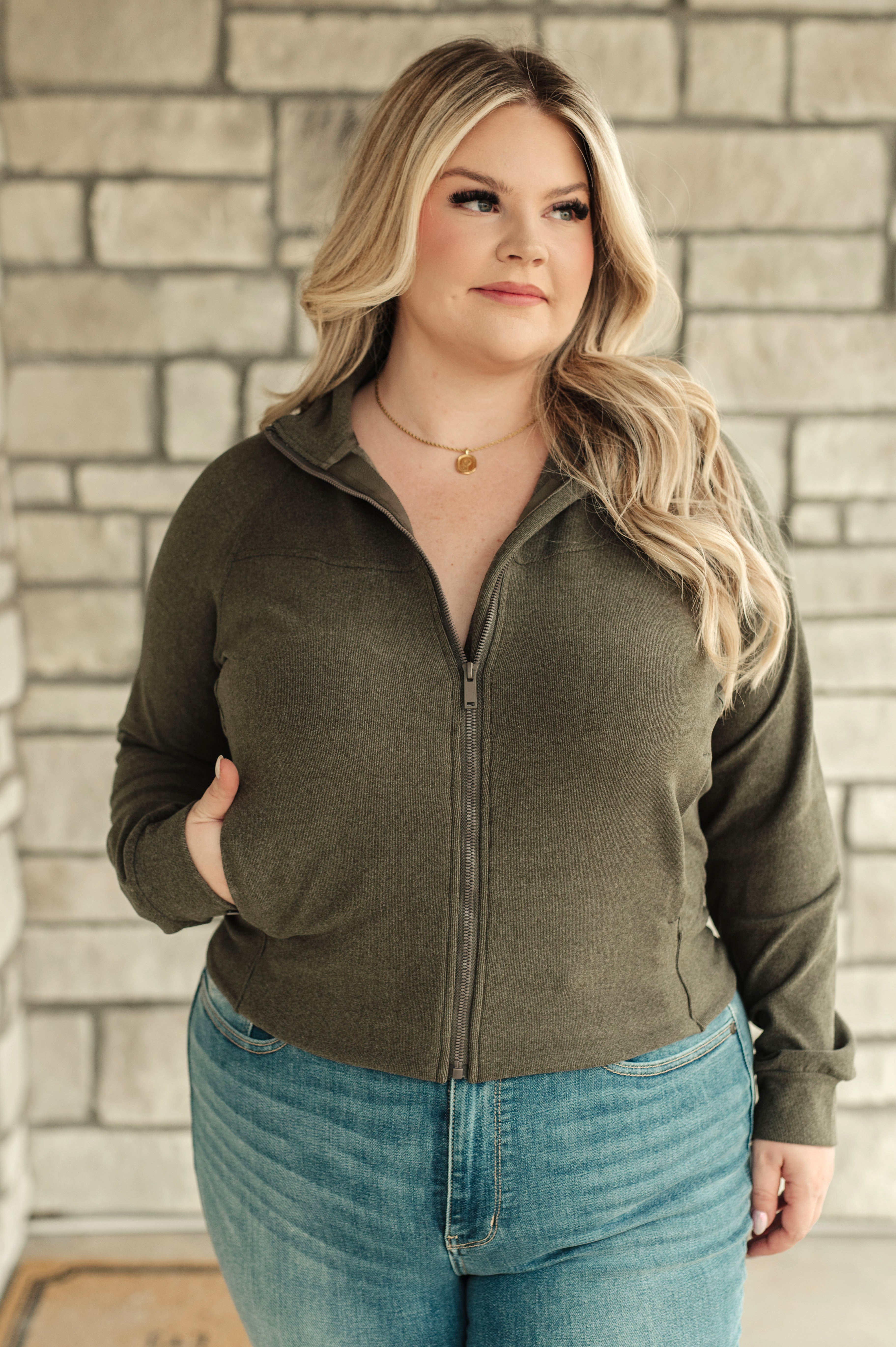 Where Are You Zip Up Jacket • Olive