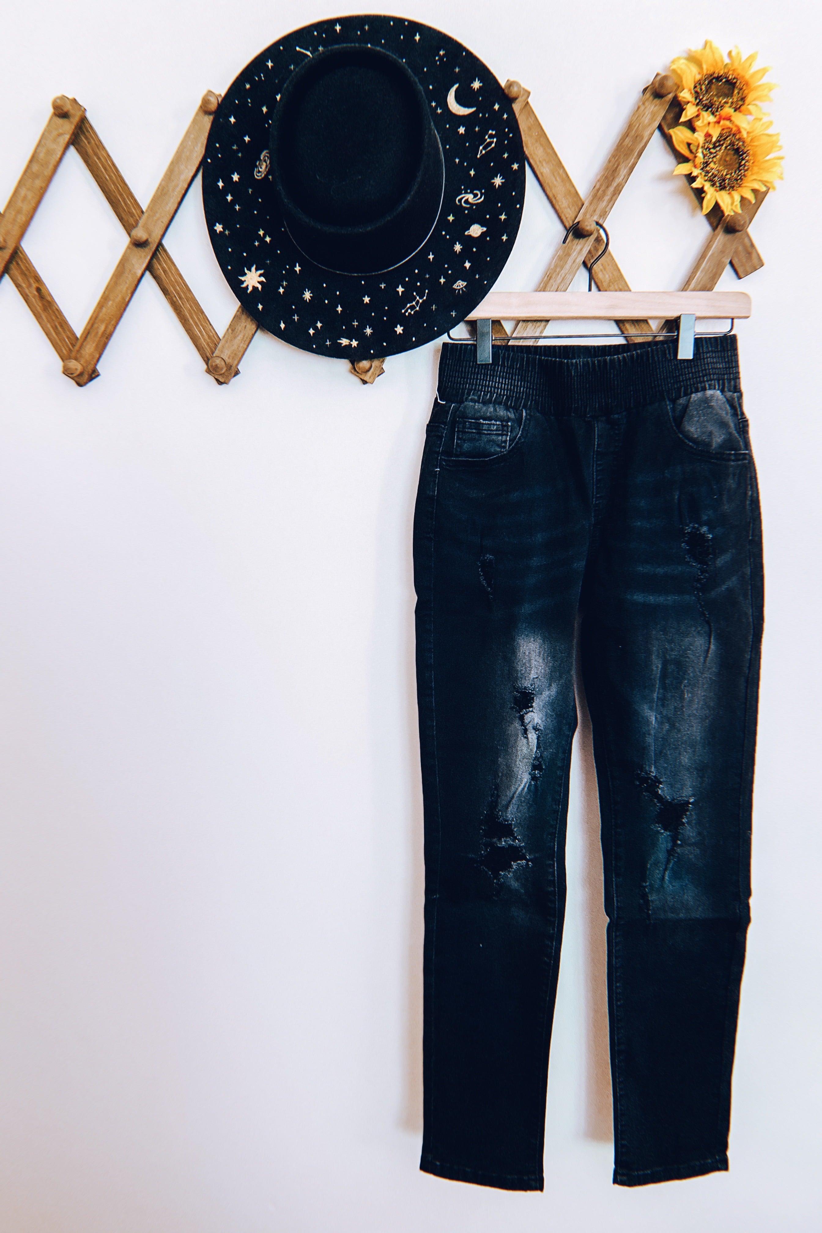 Bad Mama Pull On Skinny Jeans • Black - Atomic Wildflower