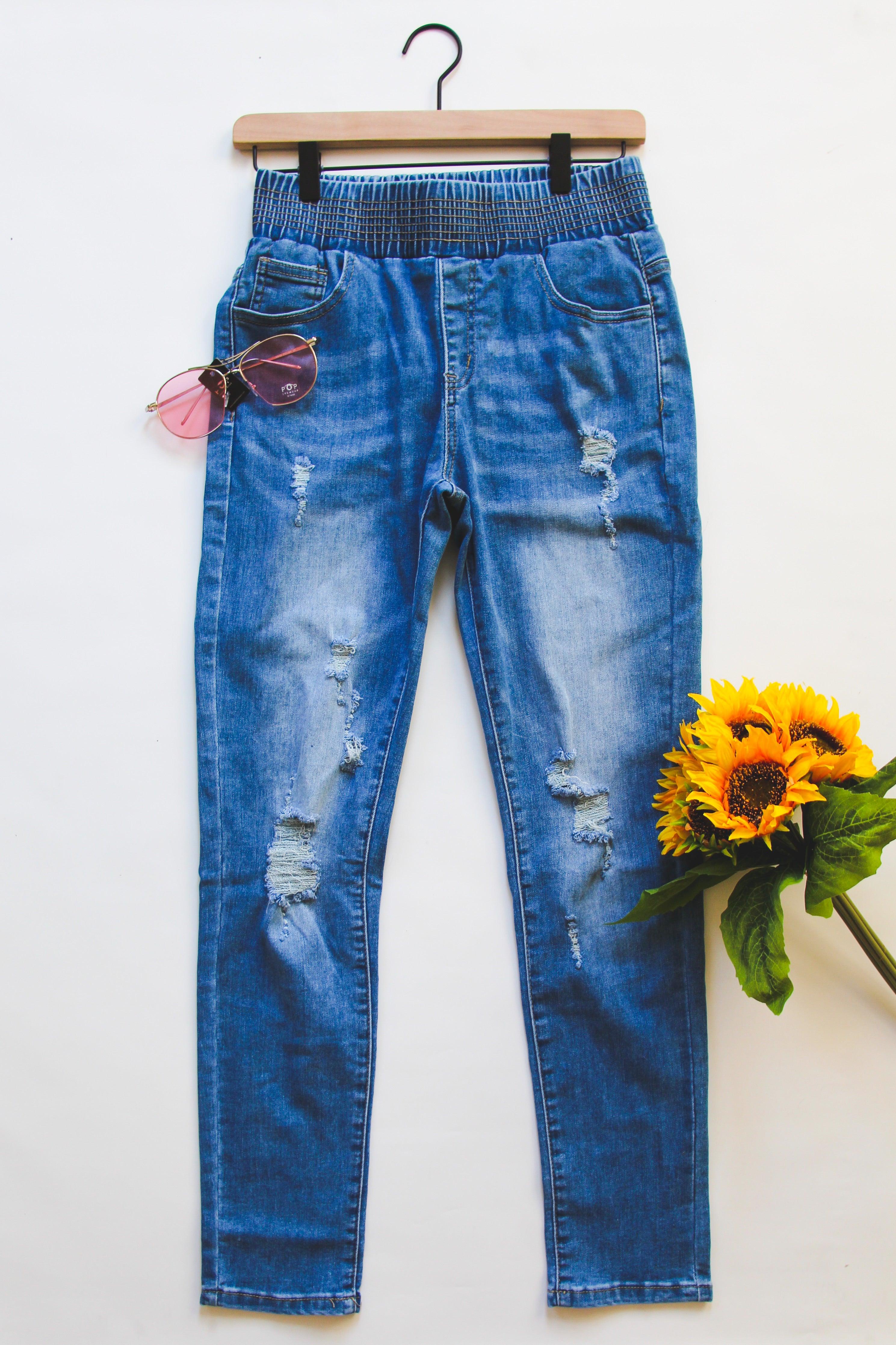 Bad Mama Pull On Skinny Jeans • Denim - Atomic Wildflower